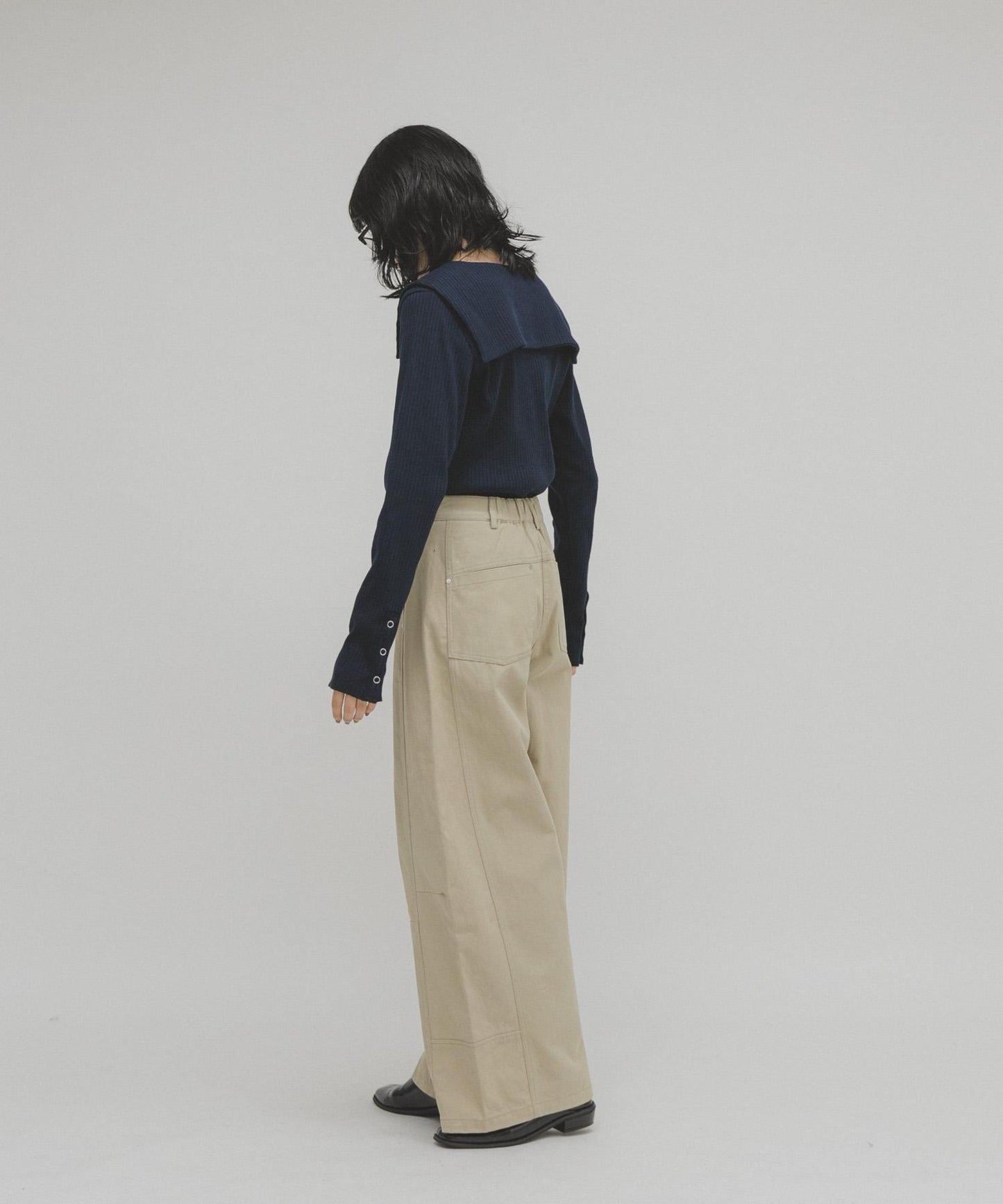 水手領羅紋針織上衣