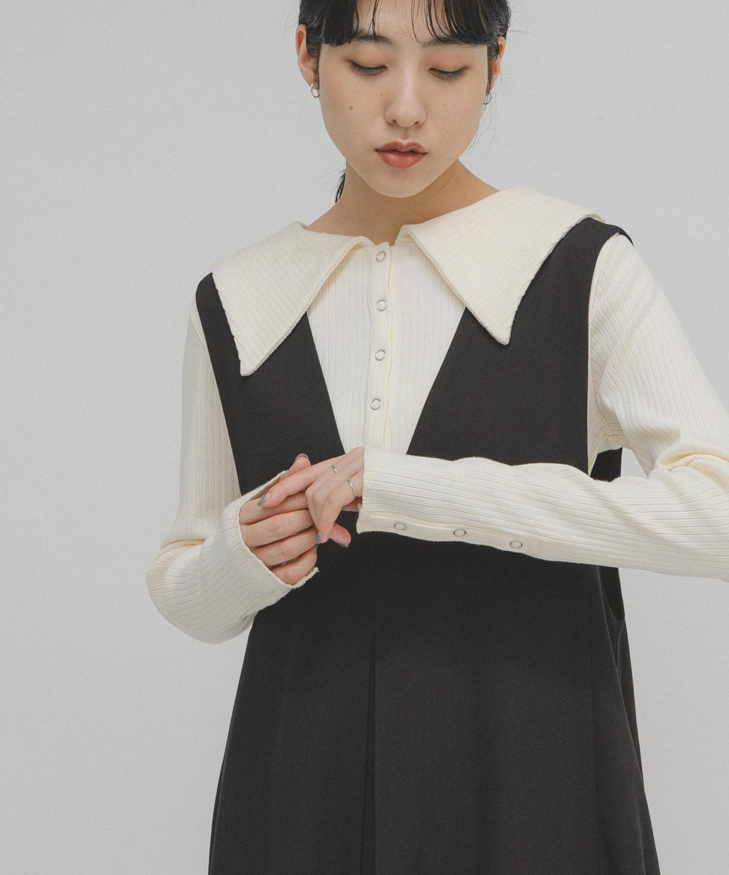 水手領羅紋針織上衣