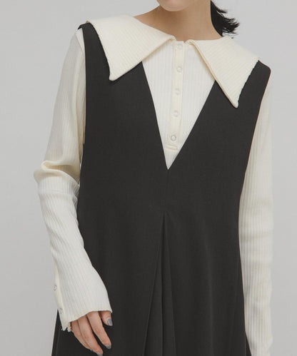 水手領羅紋針織上衣