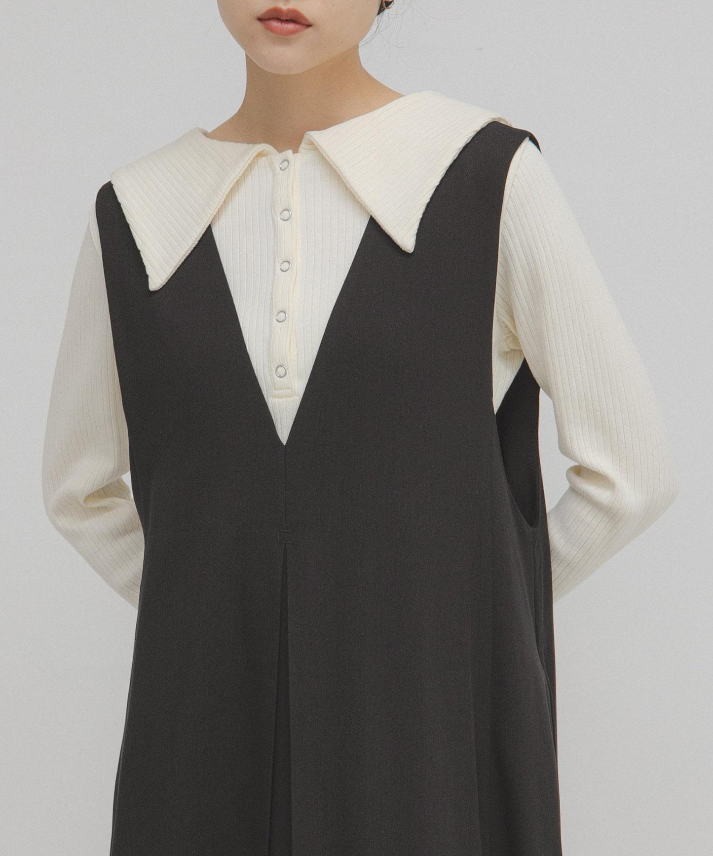 水手領羅紋針織上衣