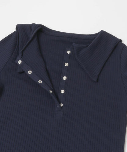 水手領羅紋針織上衣