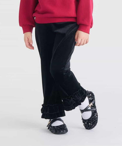 天鵝絨荷葉邊打底褲 10分長度