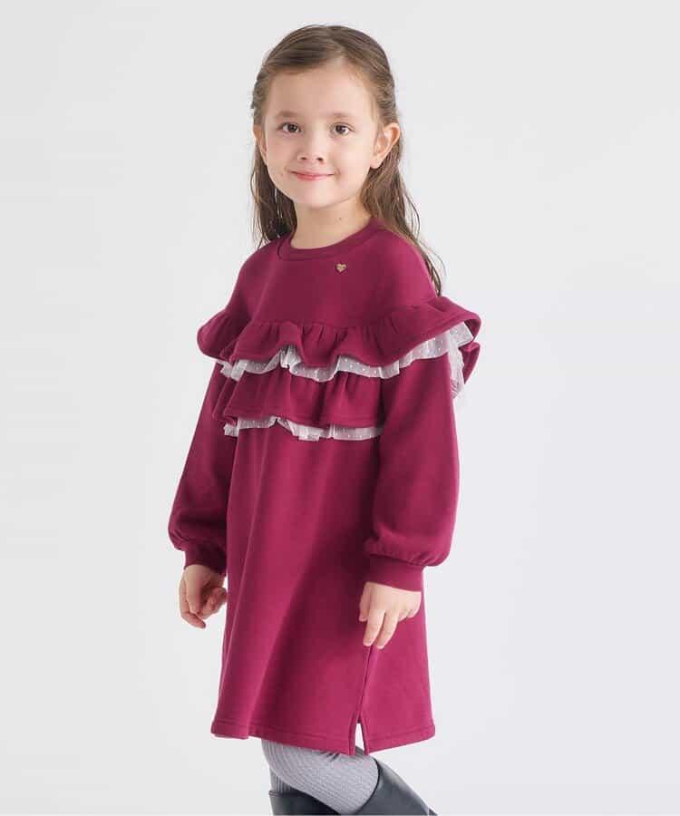 內襯絨毛荷葉邊連衣裙