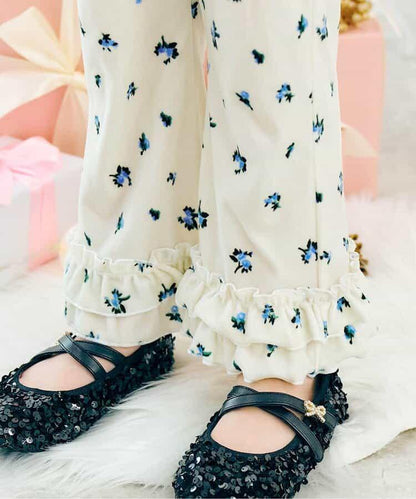 天鵝絨荷葉邊打底褲 10分長度