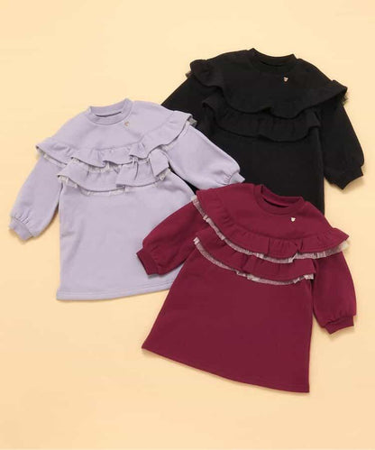 內襯絨毛荷葉邊連衣裙