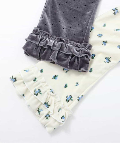 天鵝絨荷葉邊打底褲 10分長度