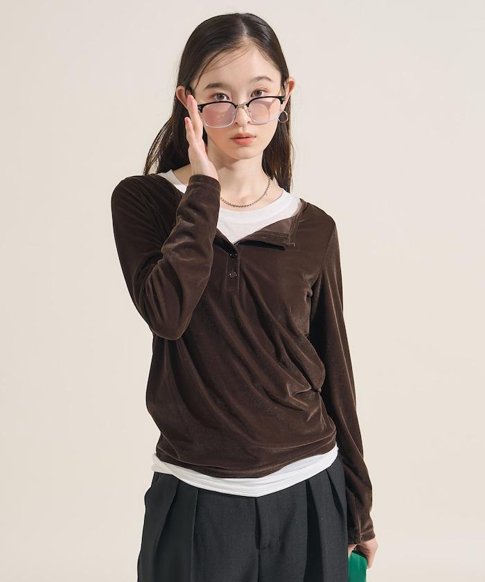 天鵝絨亨利領上衣