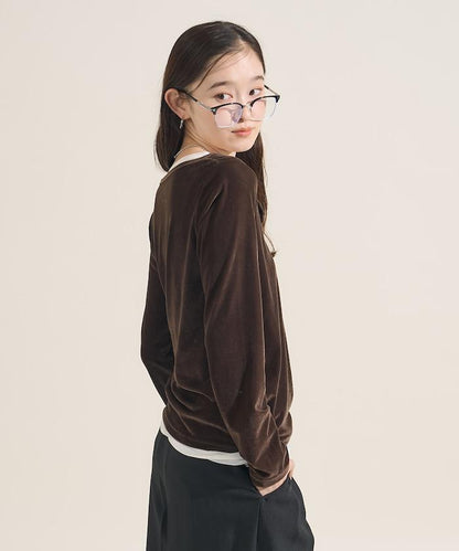 天鵝絨亨利領上衣