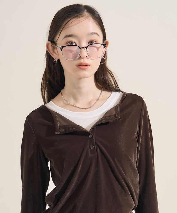 天鵝絨亨利領上衣