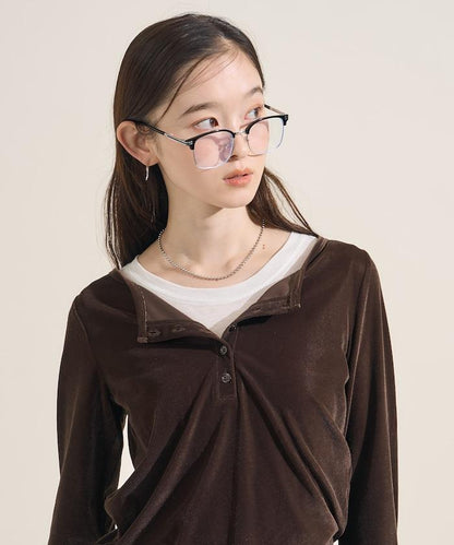 天鵝絨亨利領上衣