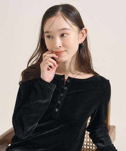 天鵝絨亨利領上衣