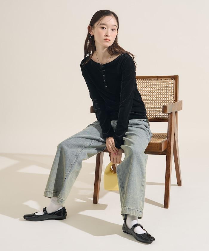 天鵝絨亨利領上衣