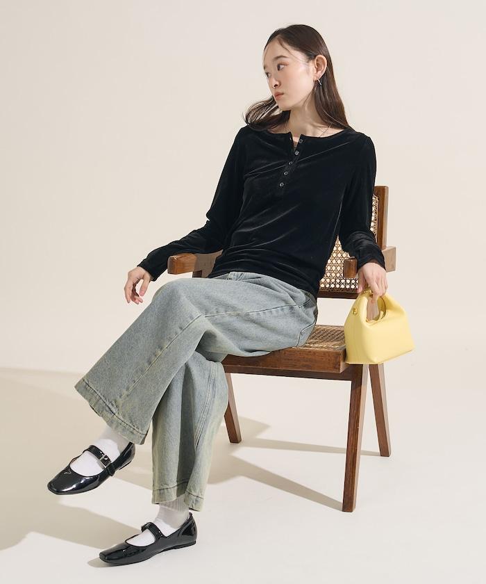 天鵝絨亨利領上衣