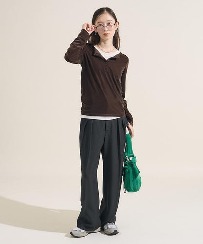 天鵝絨亨利領上衣