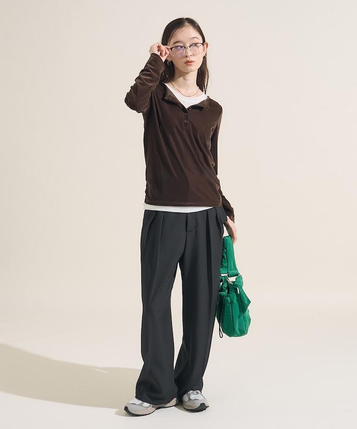 天鵝絨亨利領上衣