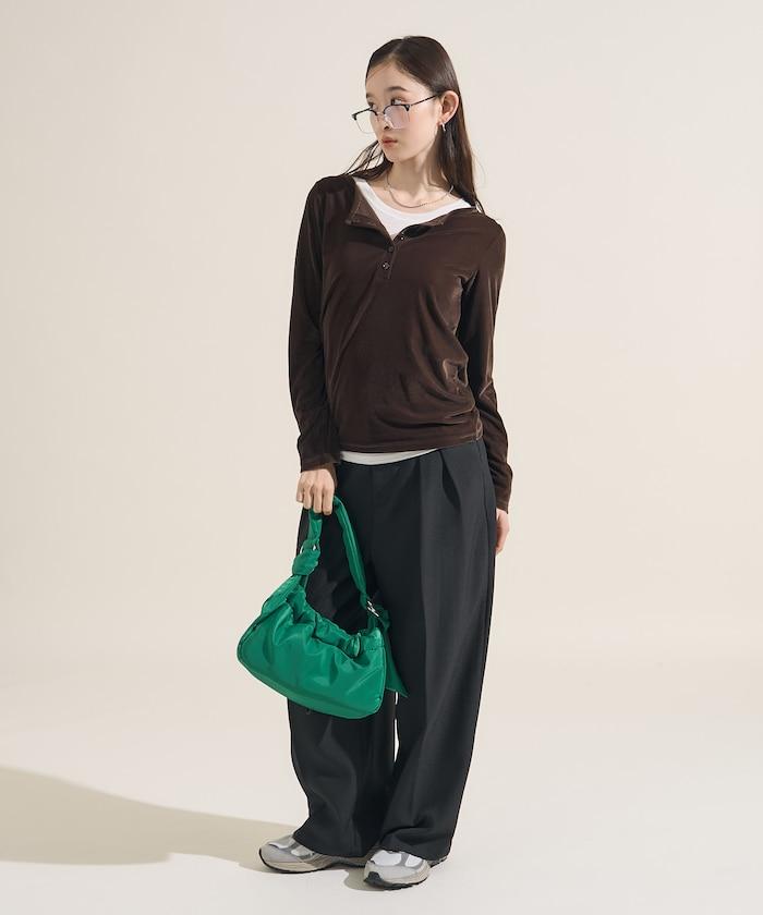 天鵝絨亨利領上衣