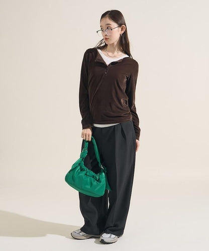 天鵝絨亨利領上衣