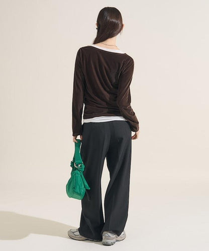 天鵝絨亨利領上衣