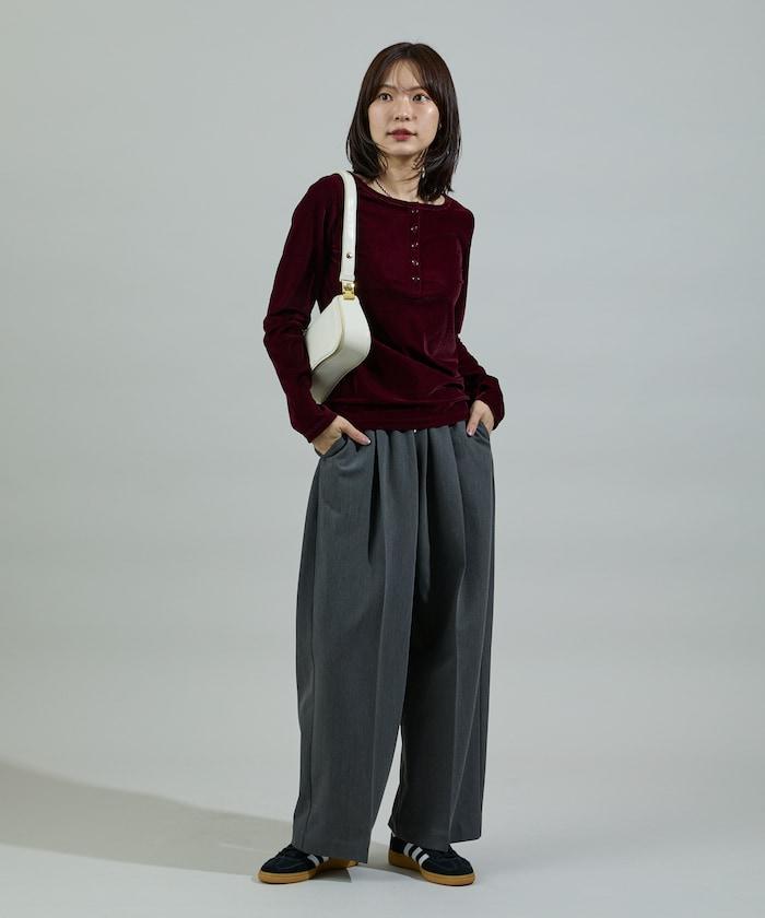 天鵝絨亨利領上衣