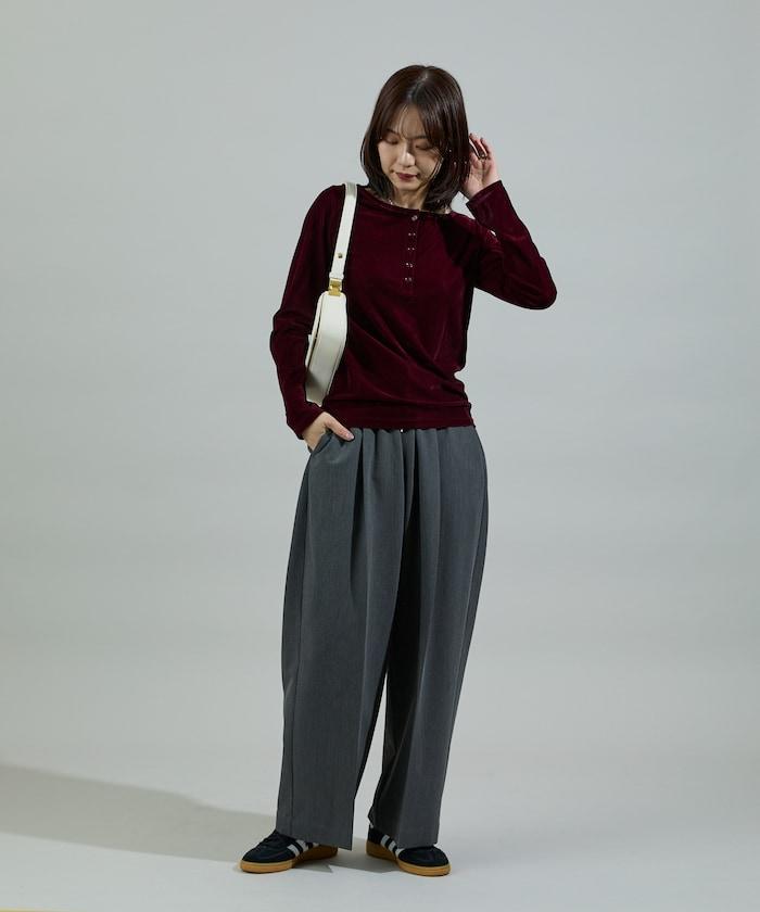 天鵝絨亨利領上衣