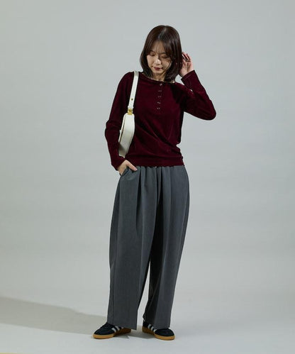 天鵝絨亨利領上衣