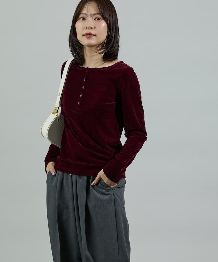 天鵝絨亨利領上衣