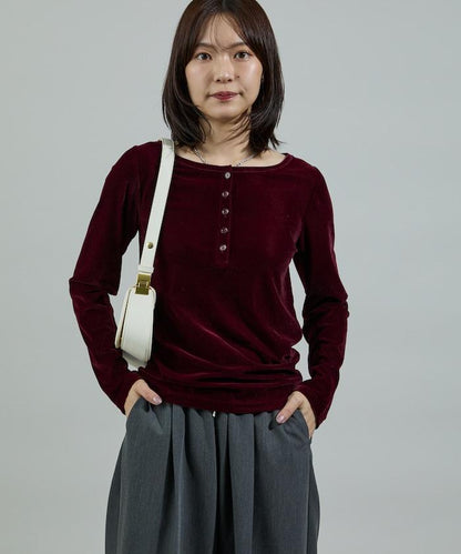 天鵝絨亨利領上衣