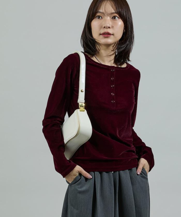 天鵝絨亨利領上衣