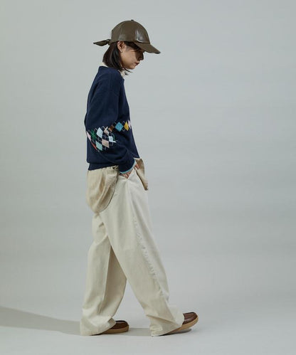 拼色迷你菱格針織套頭衫