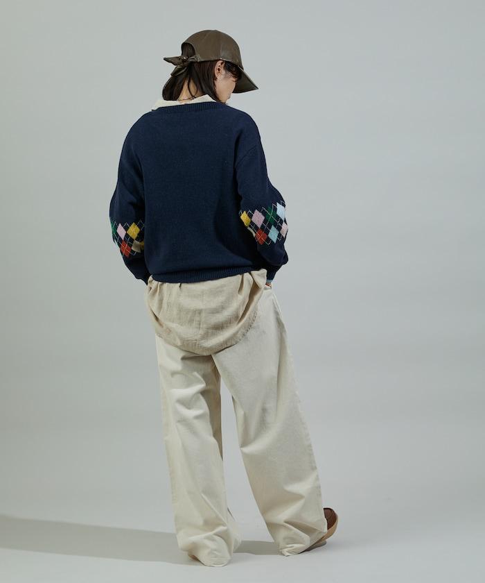 拼色迷你菱格針織套頭衫