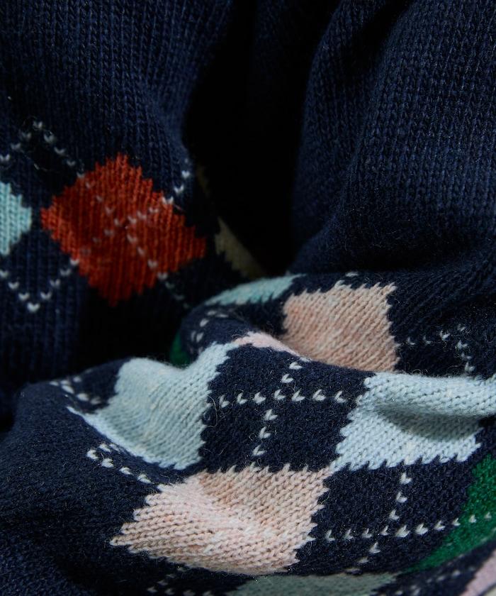 拼色迷你菱格針織套頭衫