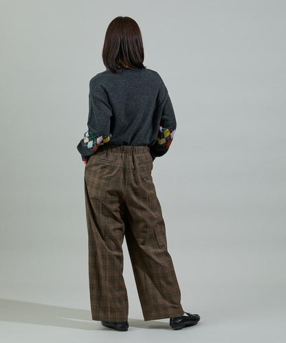 拼色迷你菱格針織套頭衫