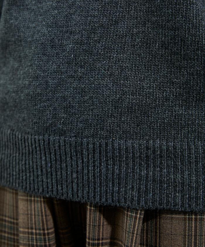 拼色迷你菱格針織套頭衫