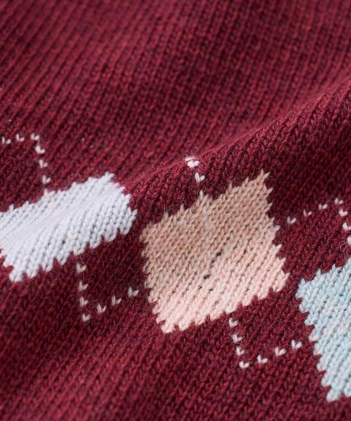 拼色迷你菱格針織套頭衫