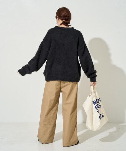 羊毛觸感磨毛亨利領針織衫