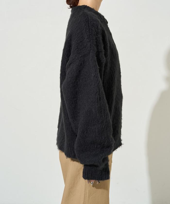 羊毛觸感磨毛亨利領針織衫