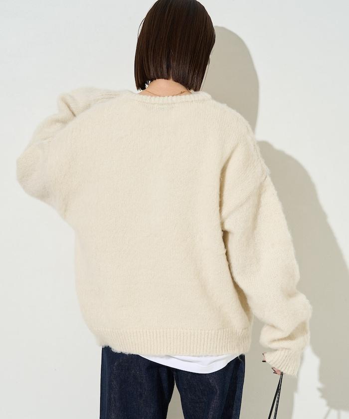 羊毛觸感磨毛亨利領針織衫