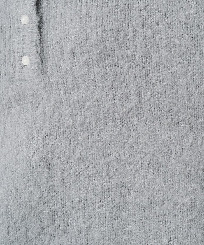 羊毛觸感磨毛亨利領針織衫