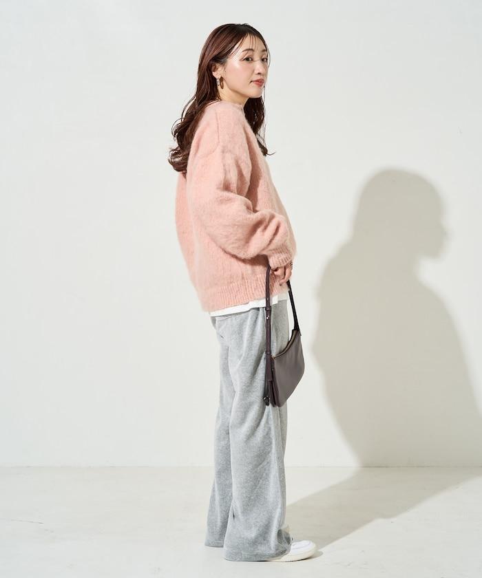 羊毛觸感磨毛亨利領針織衫