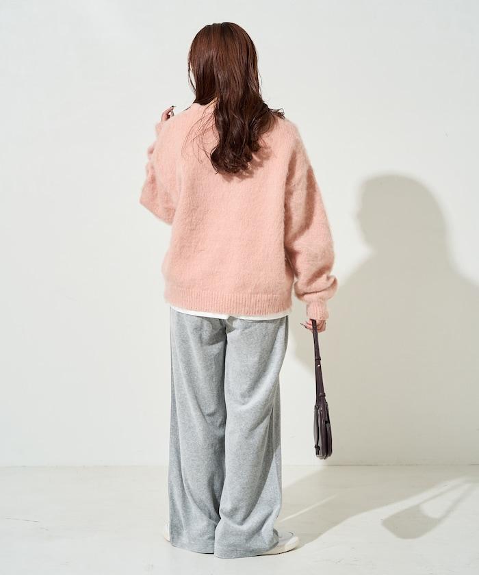 羊毛觸感磨毛亨利領針織衫