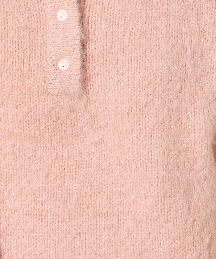 羊毛觸感磨毛亨利領針織衫