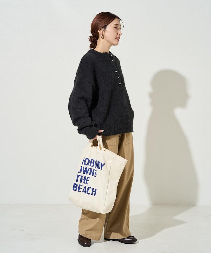 羊毛觸感磨毛亨利領針織衫