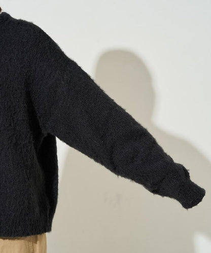 羊毛觸感磨毛亨利領針織衫