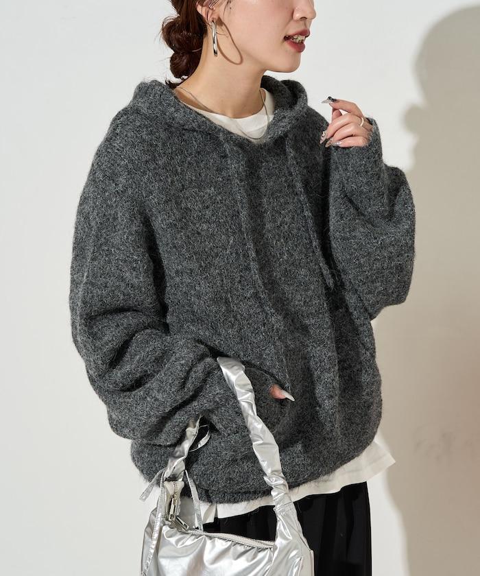 寬鬆針織連帽套頭衫