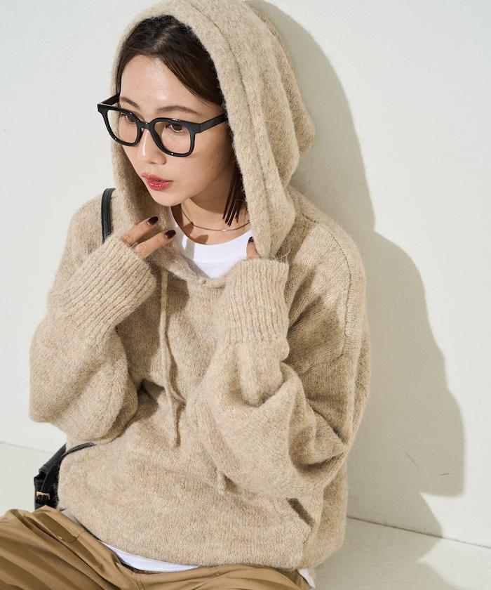 寬鬆針織連帽套頭衫