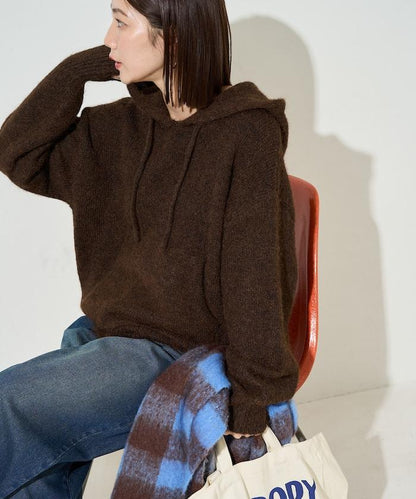 寬鬆針織連帽套頭衫