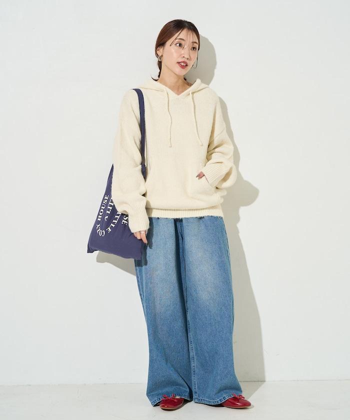 寬鬆針織連帽套頭衫