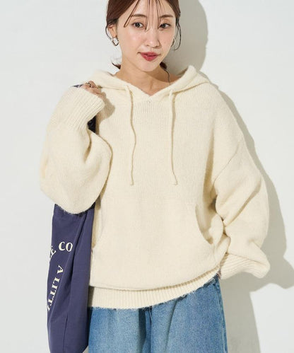 寬鬆針織連帽套頭衫
