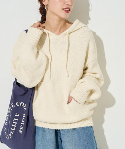 寬鬆針織連帽套頭衫