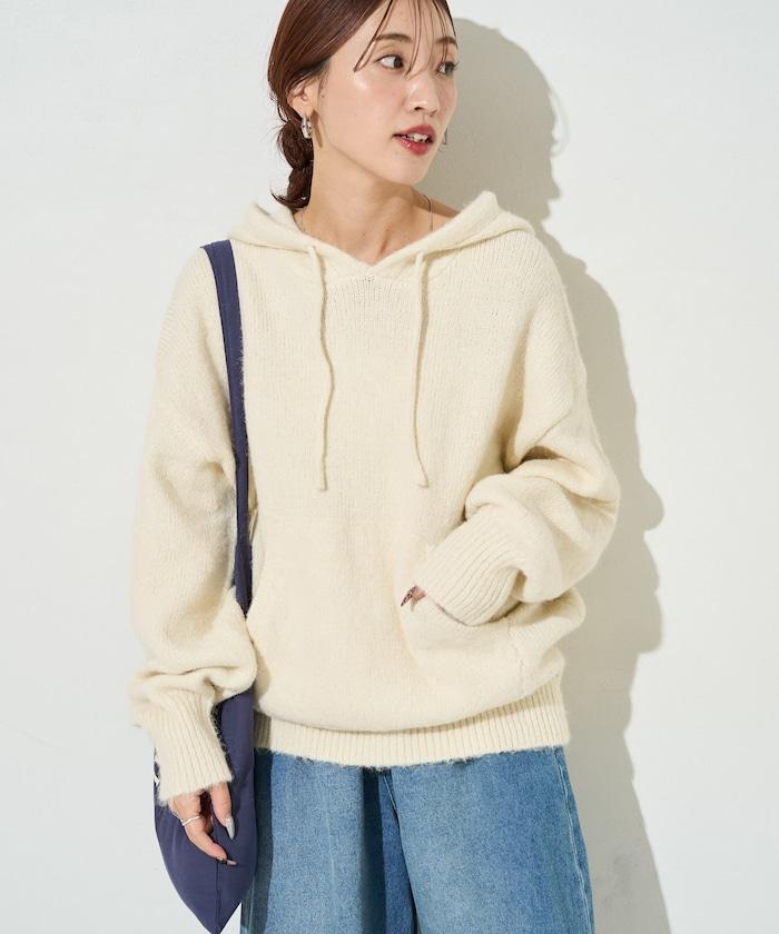 寬鬆針織連帽套頭衫